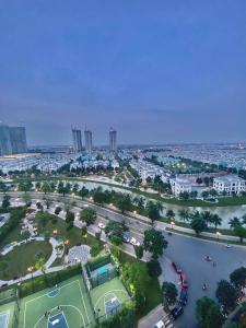 an aerial view of a city with a tennis court at Ocean Nest - 2BR Apartment in Ocean Park in Gia Lâm Pho