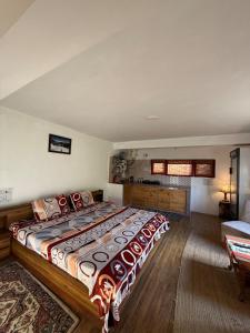 a bedroom with a large bed in a room at Gound Floor Studio Appartment in Kulu