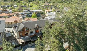 an aerial view of a house in a town at Seti Mestia Hotel in Mestia