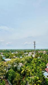 an aerial view of a city with palm trees at Palmyra Hotel and Suites in Kollam