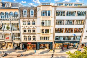 an overhead view of a city street with buildings at Grand Rue Studio - sleeps 5 in Luxembourg