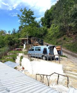 a van parked on the side of a road at Casacresta in Carabaño