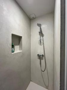 a shower with a shower head in a bathroom at Maison Elgenia in Saint-Martin-dʼArrossa