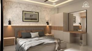 a bedroom with a large bed and a mirror at Hotel silver star in Kishanganj Bazar