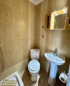 a bathroom with a toilet and a sink at Asprovalta Rooms in Asprovalta +6 photos