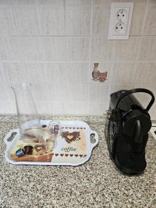 a kitchen counter with a juicer and a blender at 2 bedroom apartment, near Xbionic in Šamorín