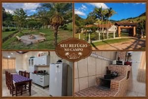 a collage of pictures of a kitchen and a house at Recanto do Vô Dito e pet friendly in Camanducaia