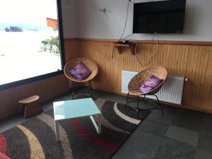 TV a/nebo společenská místnost v ubytování Cabañas El Roble Lican Ray