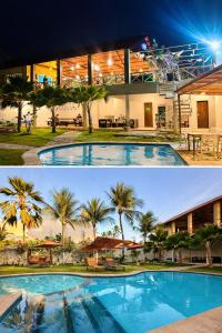 two pictures of a swimming pool at a resort at Pousada Sunrise Beach in Cumbuco