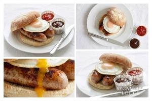 a collage of pictures of food with eggs and sausage at Sycamore Lodge in Kilkee