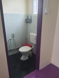 a bathroom with a toilet and a shower at Lavender 8B Homestay in TanjongMalim