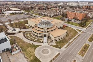an overhead view of a building in a city at Keifer Suite in Detroit