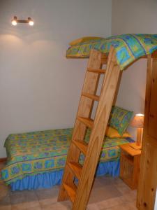 ein Schlafzimmer mit einem Etagenbett und einer Leiter in der Unterkunft Crags Cottage in Nottingham Road