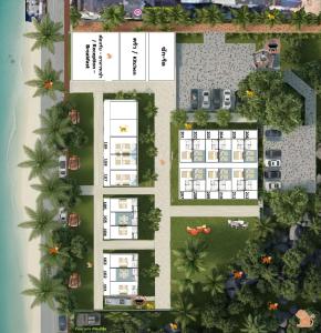 a floor plan of a building with palm trees at Baansukhita in Laem Sing