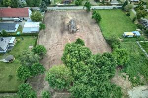 an aerial view of a field with trees and a bulldozer at Gortatowo Natura 2000 in Gortatowo