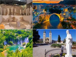 a collage of photos of cities and waterfalls at Aurelia Residence in Metković