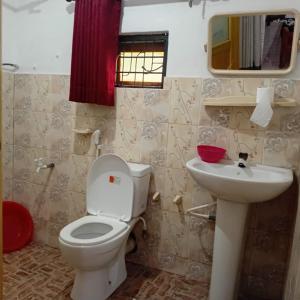 a bathroom with a toilet and a sink at Kalana Homestay in Sigiriya