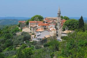 a small town on a hill with a church at Casa Stella in Draguć +63 photos