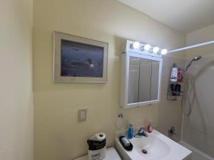 a bathroom with a sink and a mirror at Cozy Place in Anchorage +20 photos
