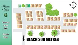 a map of a beach meters with a beach meters at Manao Seaview Pool Villa 33 - 5 Mins Walk To The Beach in Ko Lanta +43 photos