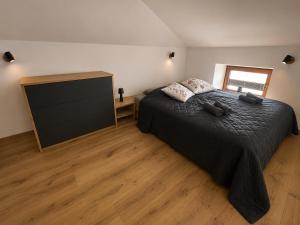 a bedroom with a large bed and a dresser at Apartmán 18 Lidická bouda in Pec pod Sněžkou