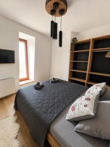 a bedroom with a large bed and a window at Apartmán 18 Lidická bouda in Pec pod Sněžkou +19 photos