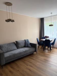 a living room with a couch and a table at MG Apartament City Park in Szczecinek