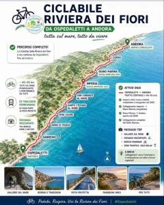 a map of the gallelda river flex fl fl at sunset suite con terrazza e barbecue in Imperia