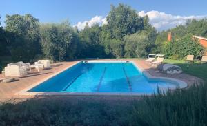 a large swimming pool in a yard with trees at Roma country resort in Rome
