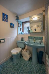 a bathroom with a toilet and a sink at Shop Cottage, Findhorn in Findhorn +20 photos