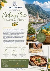a flyer for a cooking class in costa navarino at Il nido dei nonni in Maiori