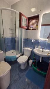a bathroom with a toilet and a sink and a shower at Apartment Tara in Igalo