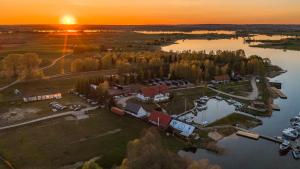 an aerial view of a marina at sunset at Marina Górkło - Żurawi Kąt in Górkło
