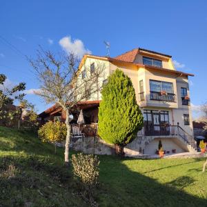 a house with a tree in front of it at Casa da Rapadoira in Laxoso de Abaixo