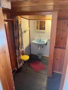 a bathroom with a sink and a toilet at Pure Nostalgie am Scharmützelsee in Wendisch Rietz