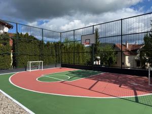 a basketball court with a net and a hoop at Mountain House LISINSKA ROSA in Brdo