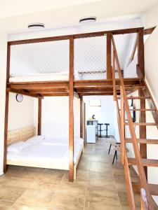 a room with two bunk beds and a ladder at Villa Slnava in Banka +111 photos