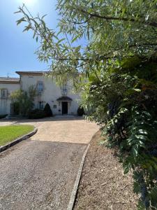 a large house with a driveway in front of it at Le Marancènes in Laroque-Timbaut