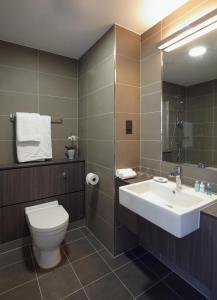 ein Bad mit einem WC und einem Waschbecken in der Unterkunft Hotel Xanadu in London