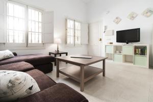 salon z kanapą i stolikiem kawowym w obiekcie CN PARKING INCLUIDO Apartamento 2D en zona monumental w Sewilli