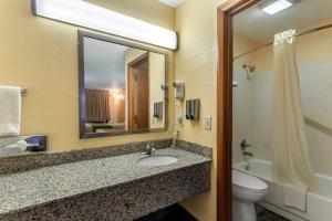 a bathroom with a sink and a toilet and a mirror at Econo Lodge Nashville North in Nashville +12 photos