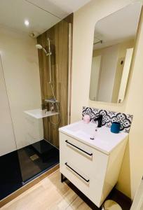 a bathroom with a sink and a shower at L'Écrin du Petit Prince SoCozy in Toulouse +19 photos