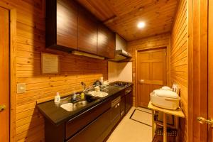 eine Küche mit Spüle und Toilette in einer Hütte in der Unterkunft Madarao Vacances Village in Iiyama