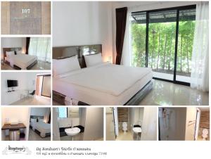 un collage de fotos de un dormitorio con cama en me2 Singhamuntra Resort Kamphaengsaen en Kamphaeng Saen