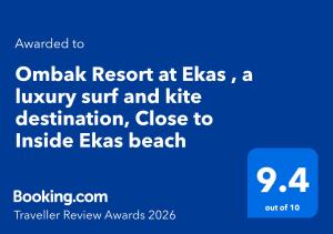 a blue text box with the words unavailable to umbrella resort at elias a luxury at Ombak Resort at Ekas , a luxury surf and kite destination, Close to Inside Ekas beach in Ekas