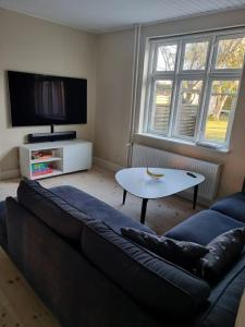 a living room with a couch and a table at Nybo House in Præstø