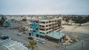 an aerial view of a city with a building at Beach View Apartment 205 in Swakopmund