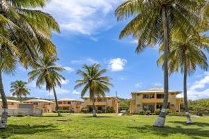 a row of palm trees in front of a building at Caribbean View for You condo in Christiansted