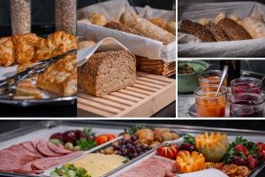 a collage of pictures of different types of food at Storebaug Motell in Moss