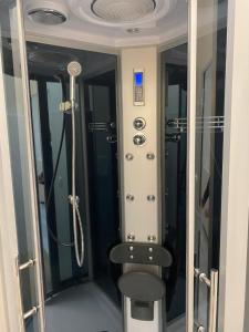 a bathroom with a shower with a toilet in it at Fortezza in Bellinzona